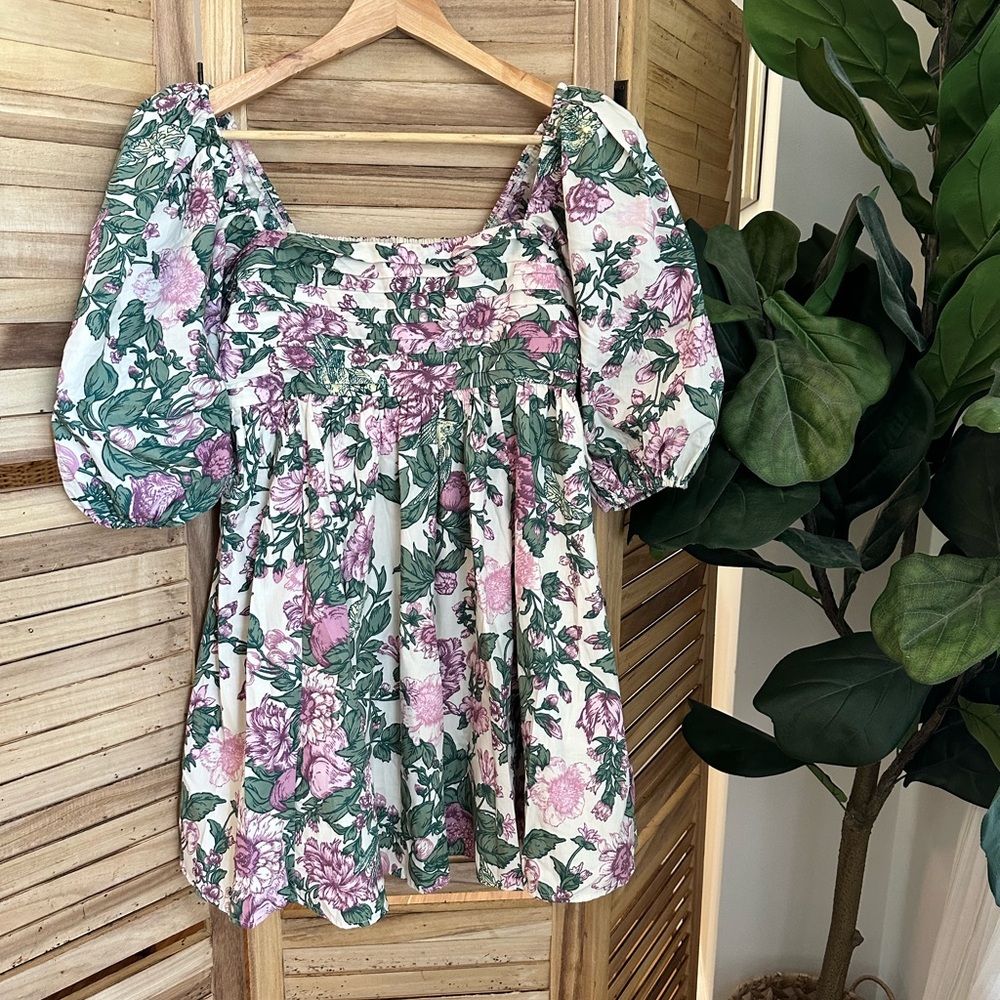 Abercrombie & Fitch Garden Floral Poplin Puff-Sleeve Mini Dress - Picture 7 of 10